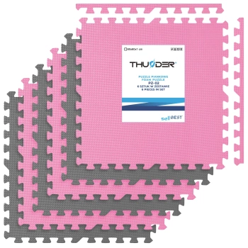 Розов-сив пъзел за упражнения 60x60cm THUNDER