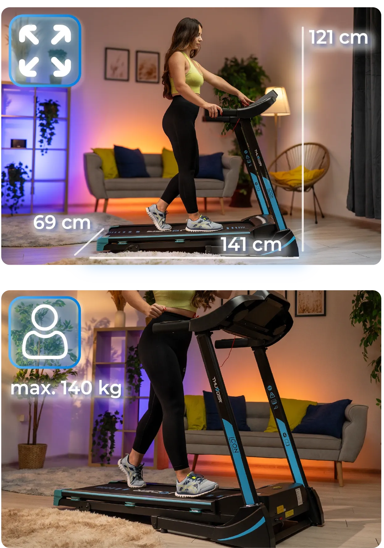 Страничен изглед на ICON-BLUE бягаща пътека