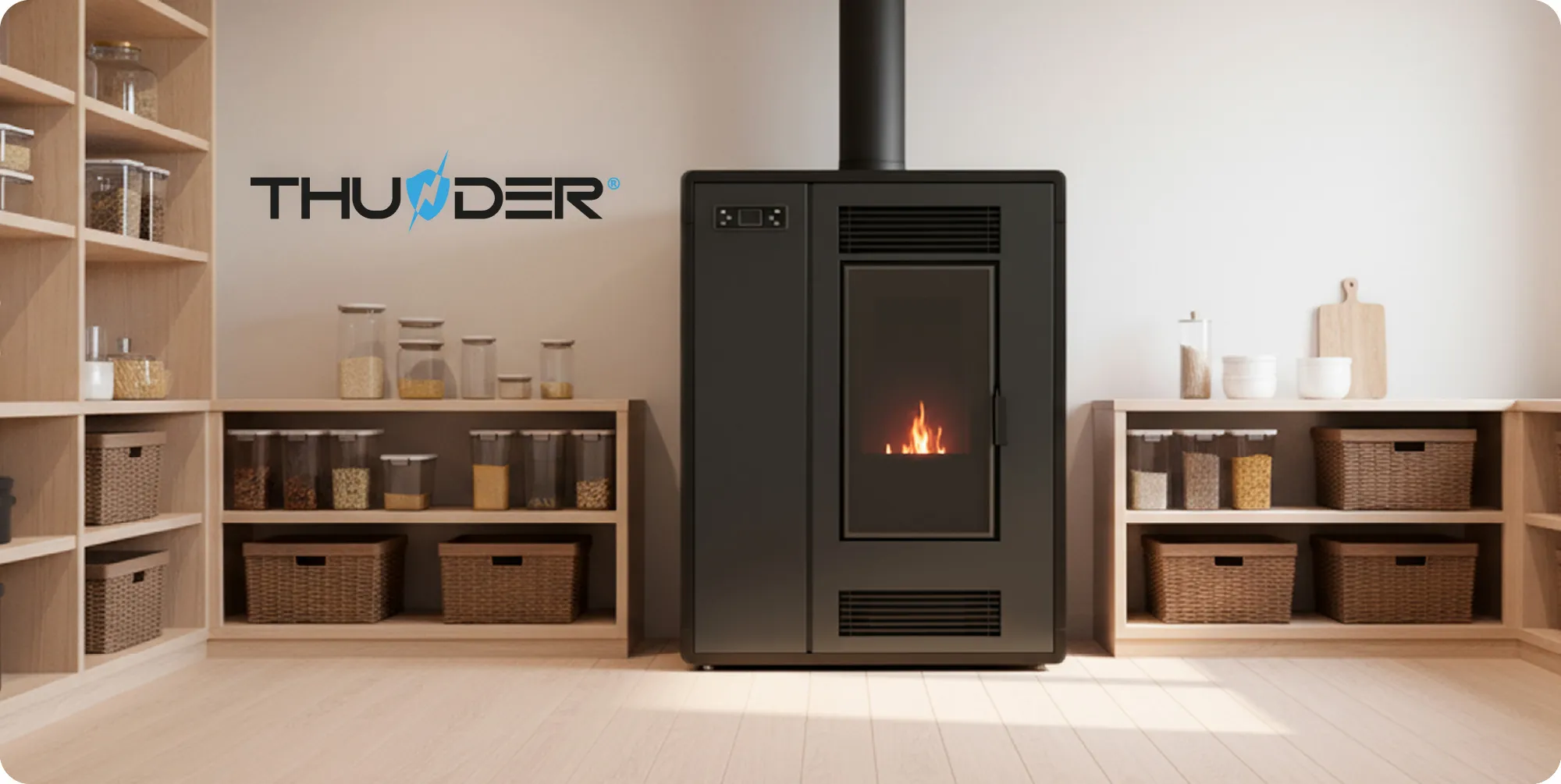 Самостоятелна печка на пелети 12kW – THUNDER ARIA-BLACK