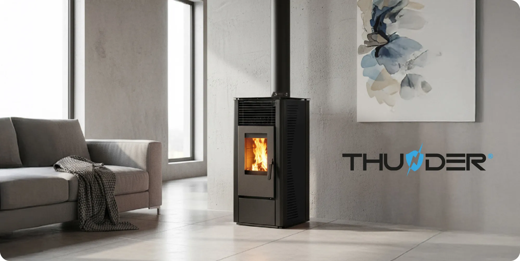 Самостоятелна печка на пелети 12kW – THUNDER ARIA-BLACK