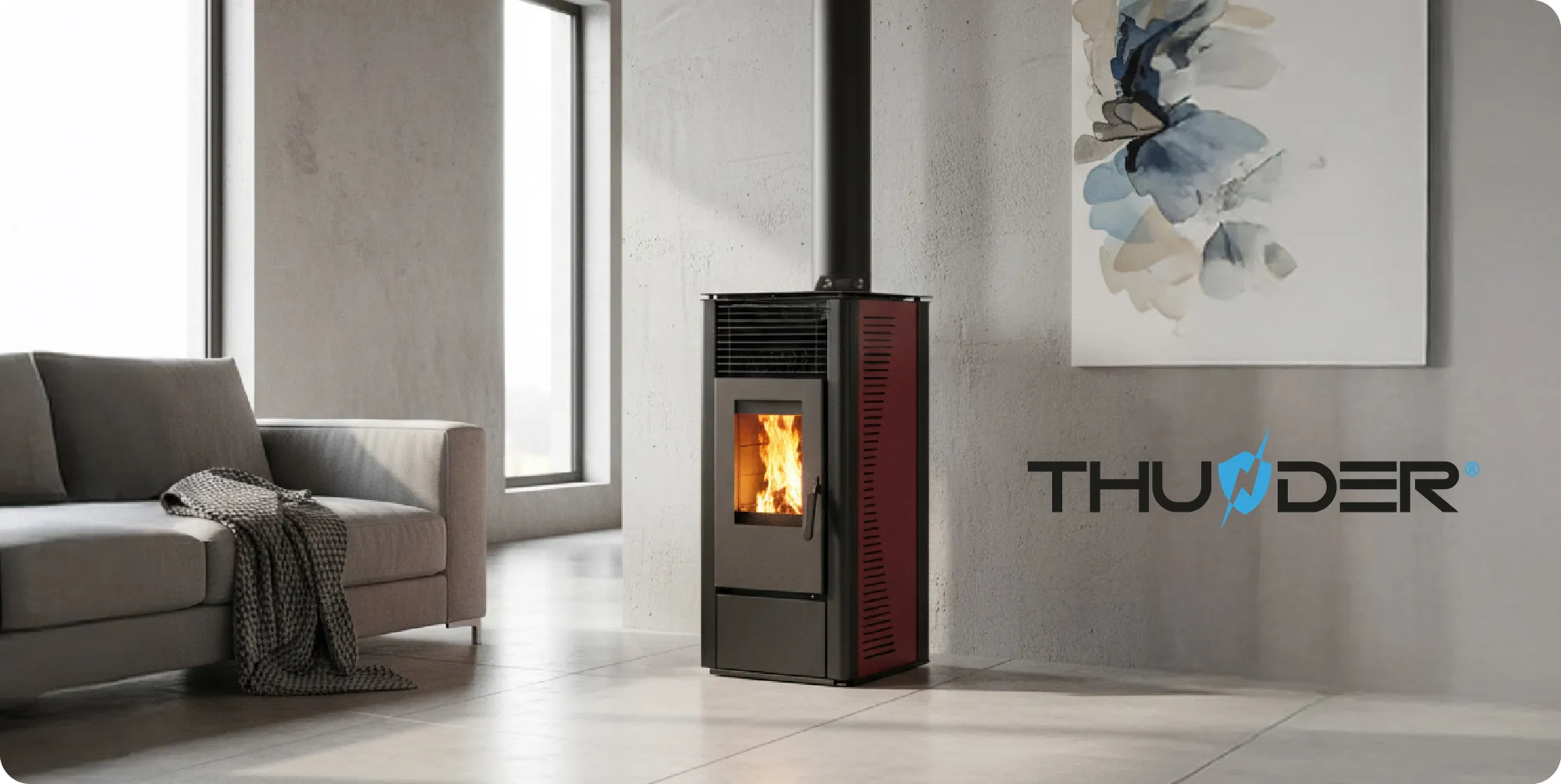 Самостоятелна печка на пелети 12kW – THUNDER ARIA-BLACK