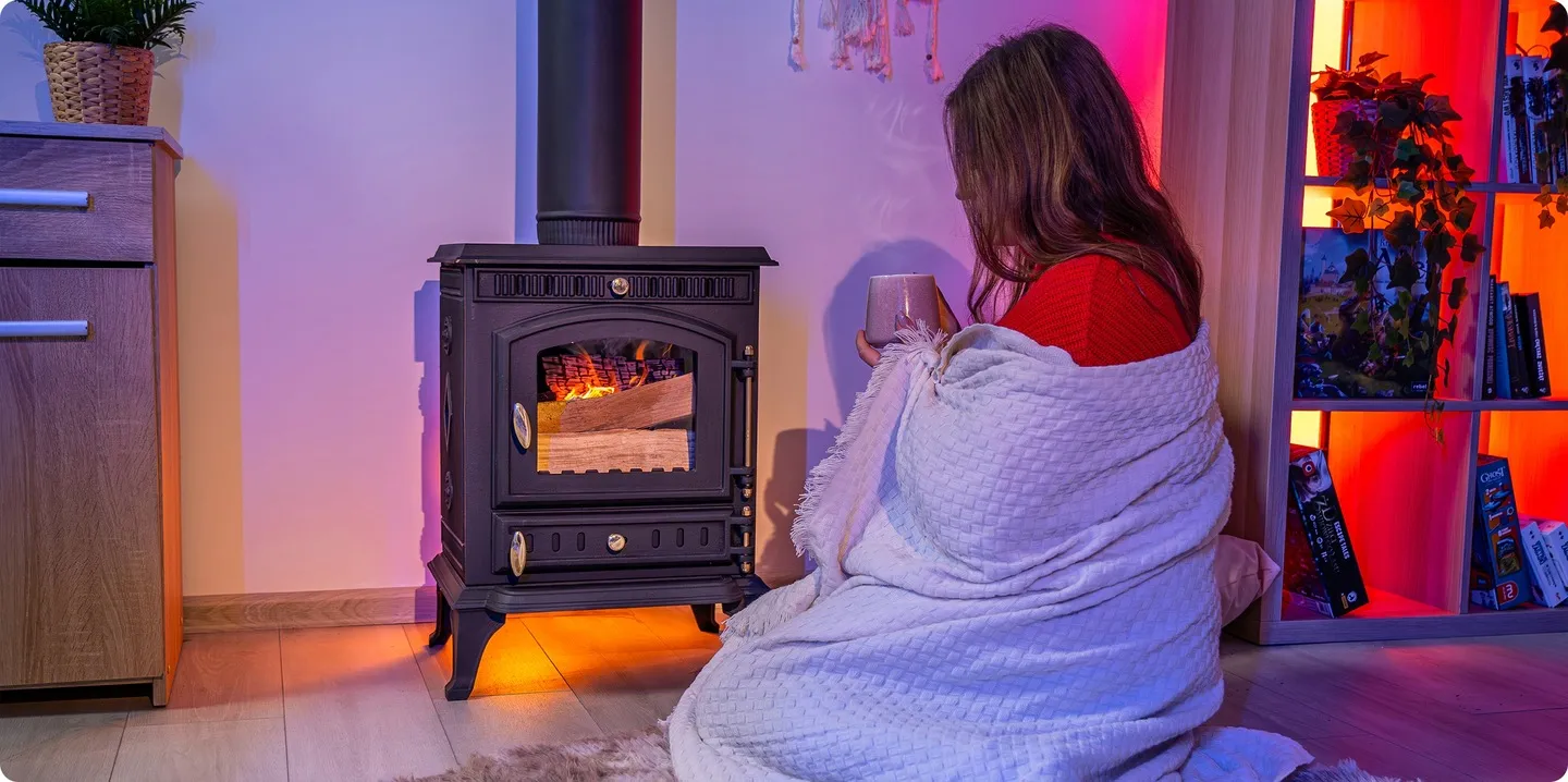 Самостоятелна печка на дърва 7kW, камина