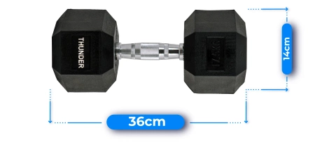 Шестоъгълен дъмбел 17,5 kg THUNDER