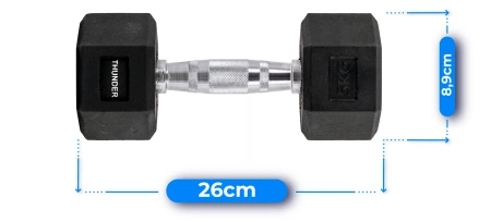 Шестоъгълен дъмбел 5 kg THUNDER