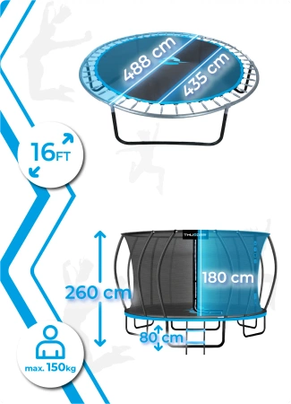 Батут THUNDER INSIDE ULTRA 16FT (488 cm) BLUE